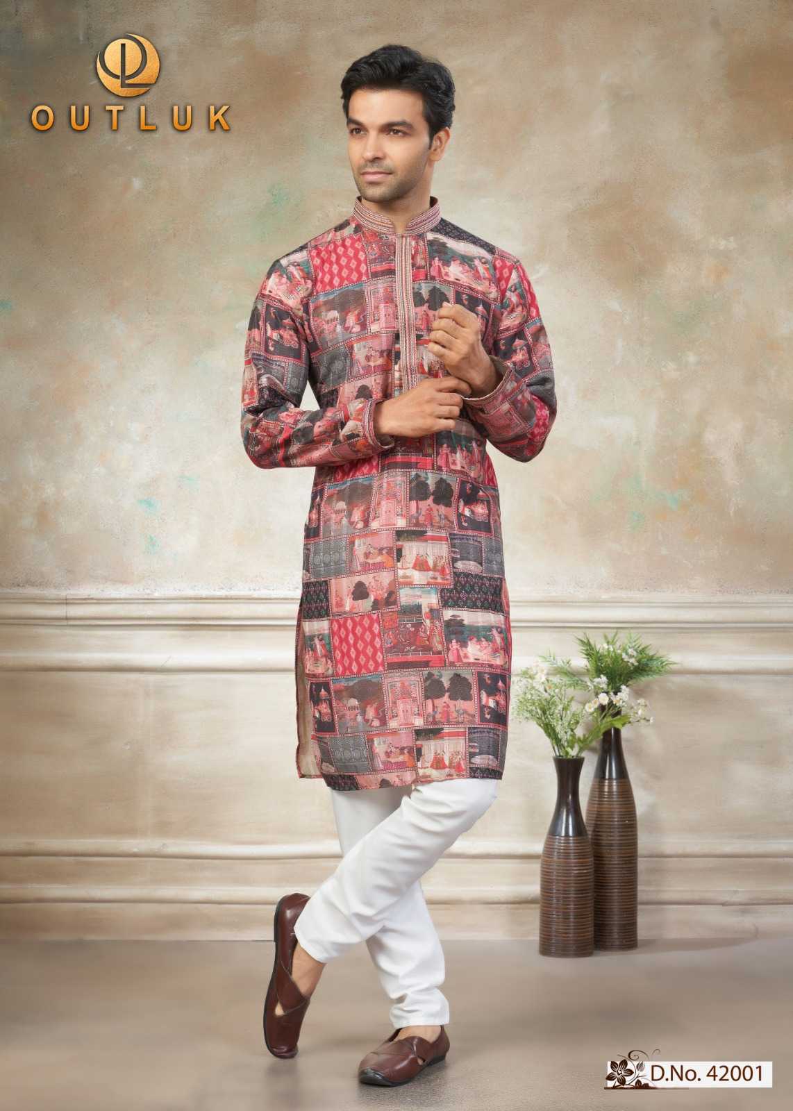 Ynf Cotton KESH530 Outluk Wedding 42 Mens Wear Wholesale Mens Kurtas Men Kurta Pajama Mens Printed Shirts Manufacturer- Kapda Export