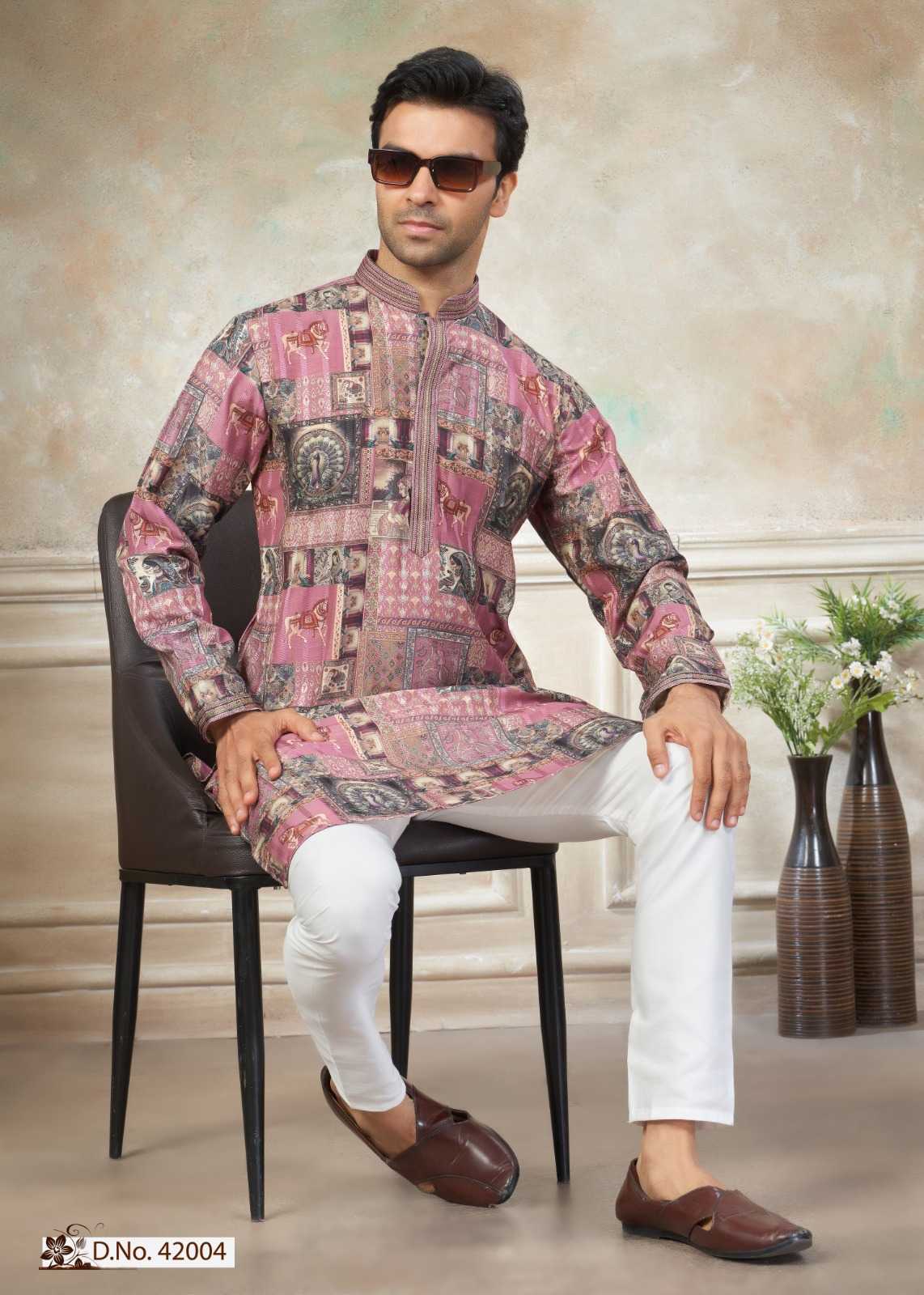 Ynf Cotton KESH530 Outluk Wedding 42 Mens Wear Wholesale Mens Kurtas Men Kurta Pajama Mens Printed Shirts Manufacturer- Kapda Export