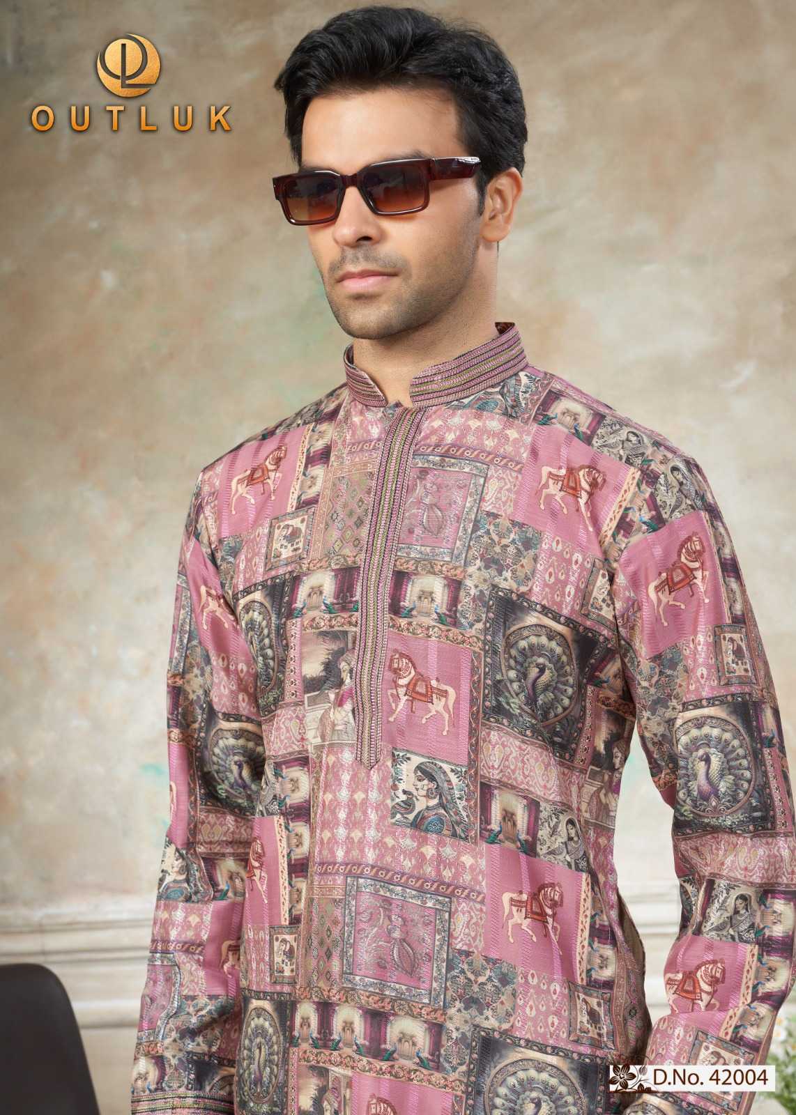 Ynf Cotton KESH530 Outluk Wedding 42 Mens Wear Wholesale Mens Kurtas Men Kurta Pajama Mens Printed Shirts Manufacturer- Kapda Export