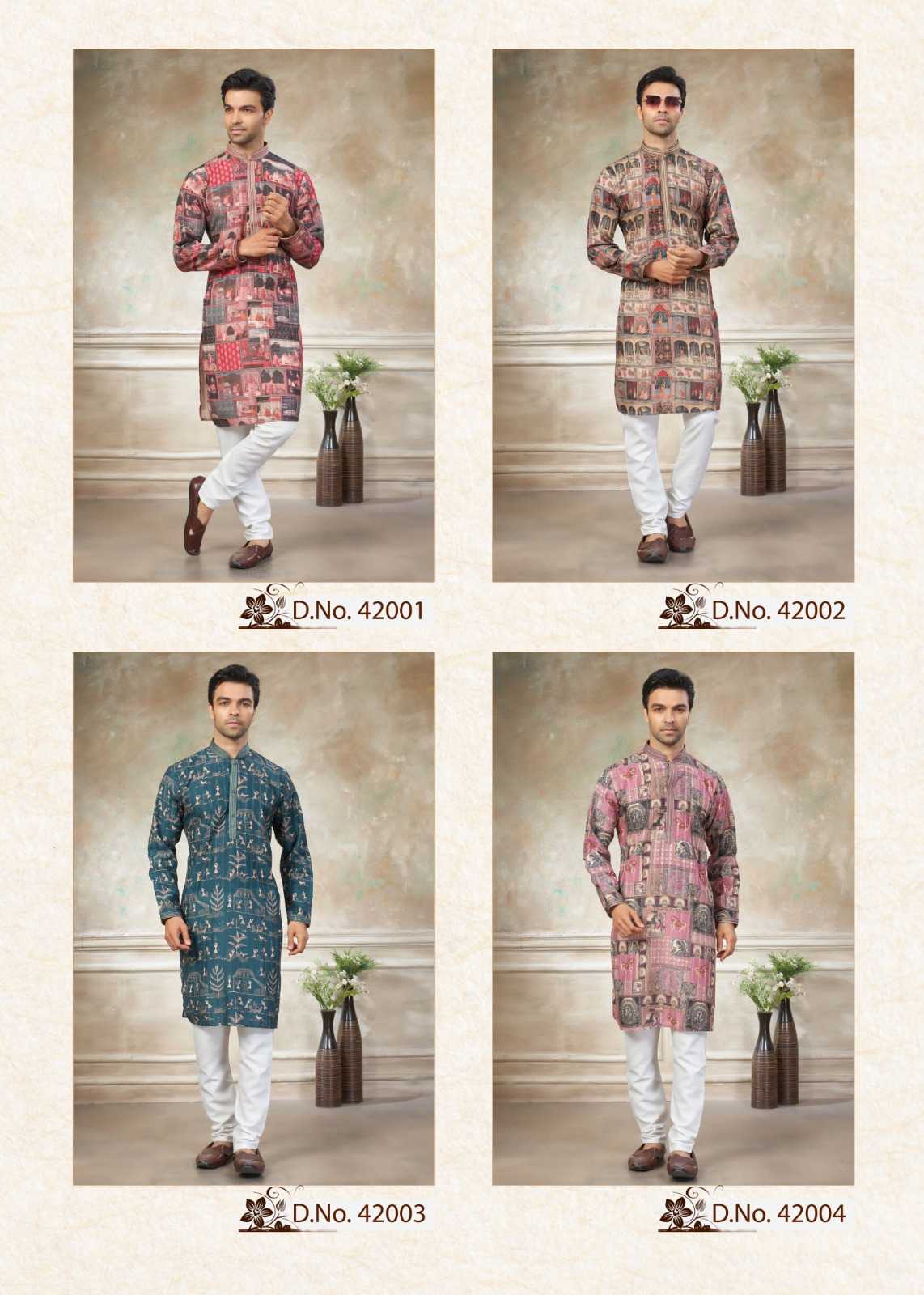 Ynf Cotton KESH530 Outluk Wedding 42 Mens Wear Wholesale Mens Kurtas Men Kurta Pajama Mens Printed Shirts Manufacturer- Kapda Export