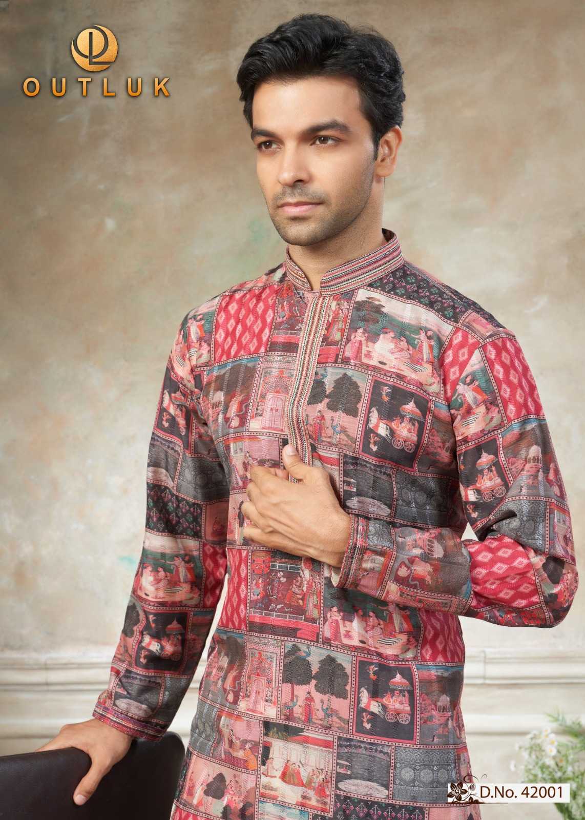 Ynf Cotton KESH530 Outluk Wedding 42 Mens Wear Wholesale Mens Kurtas Men Kurta Pajama Mens Printed Shirts Manufacturer- Kapda Export