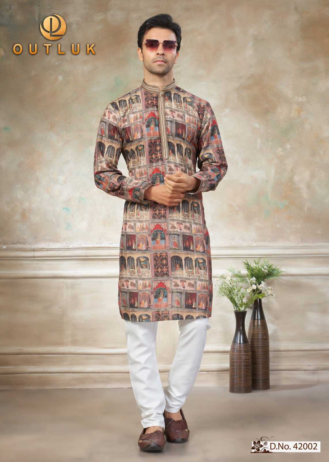 Ynf Cotton KESH530 Outluk Wedding 42 Mens Wear Wholesale Mens Kurtas Men Kurta Pajama Mens Printed Shirts Manufacturer- Kapda Export