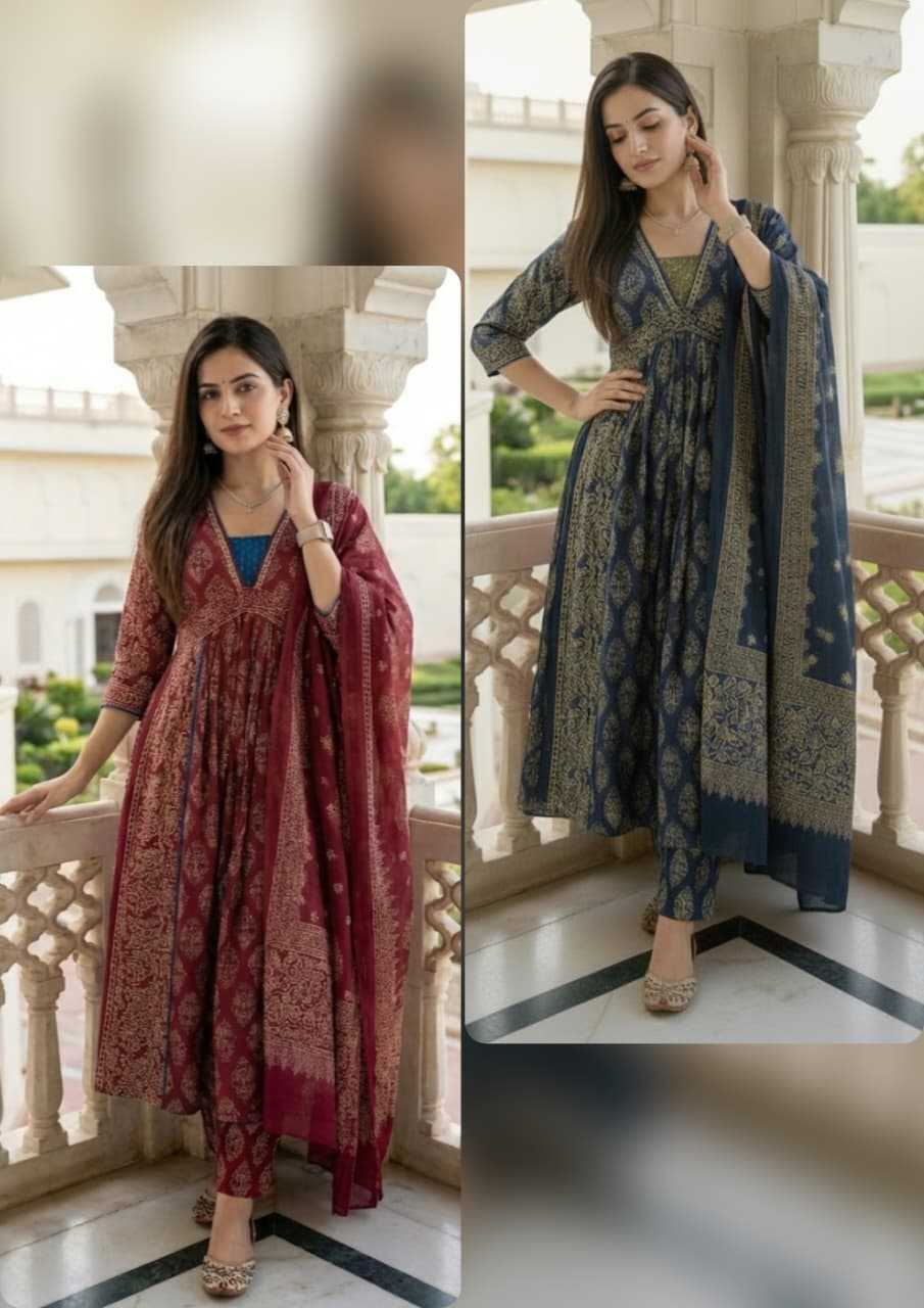 Ynf Cotton KESH536 OMKAR Kurti Wholesale Festive Kurtis Anarkali Kurtis Embroidered Kurtis Manufacturer- Kapda Export