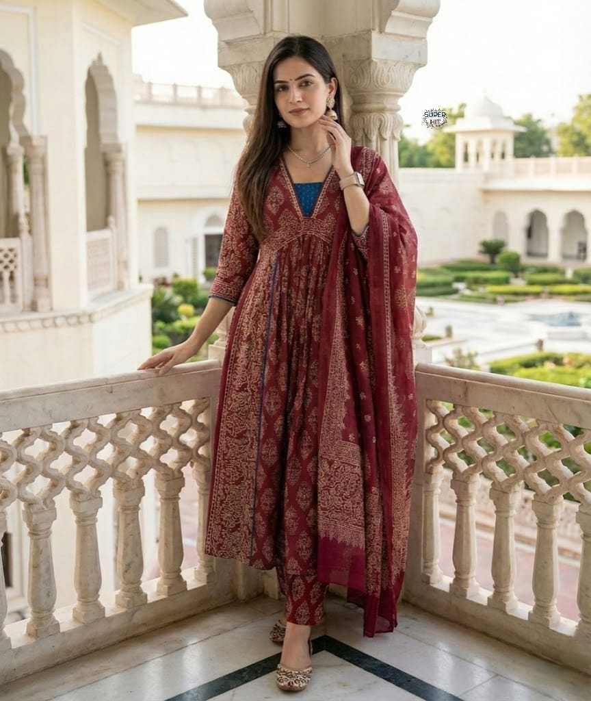 Ynf Cotton KESH536 OMKAR Kurti Wholesale Festive Kurtis Anarkali Kurtis Embroidered Kurtis Manufacturer- Kapda Export