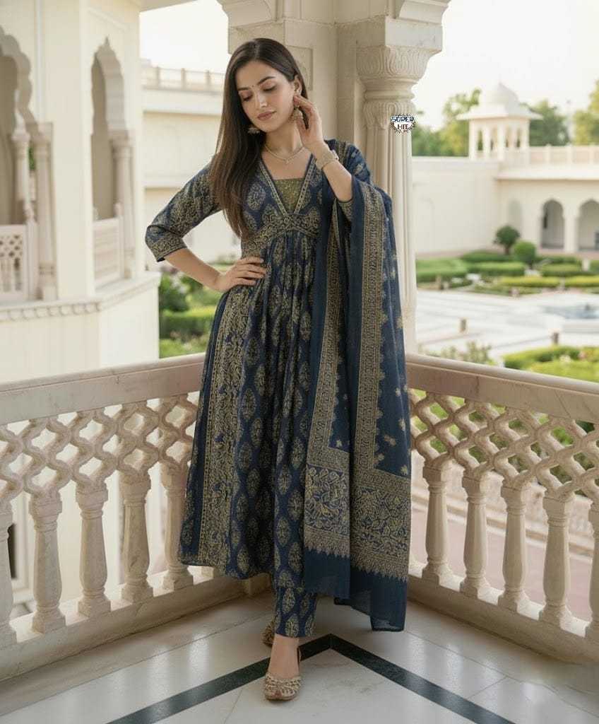 Ynf Cotton KESH536 OMKAR Kurti Wholesale Festive Kurtis Anarkali Kurtis Embroidered Kurtis Manufacturer- Kapda Export