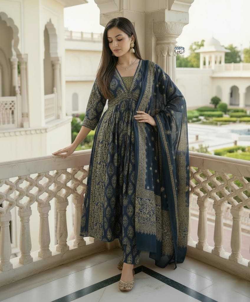 Ynf Cotton KESH536 OMKAR Kurti Wholesale Festive Kurtis Anarkali Kurtis Embroidered Kurtis Manufacturer- Kapda Export