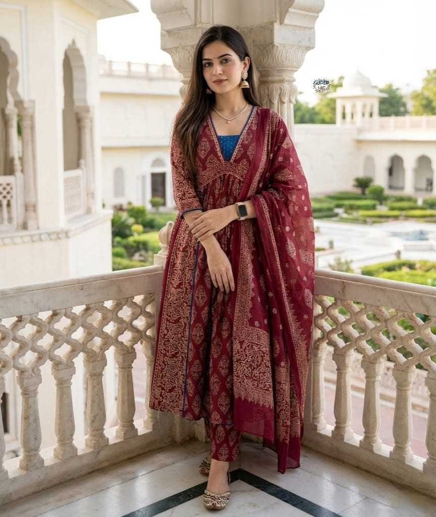 Ynf Cotton KESH536 OMKAR Kurti Wholesale Festive Kurtis Anarkali Kurtis Embroidered Kurtis Manufacturer- Kapda Export