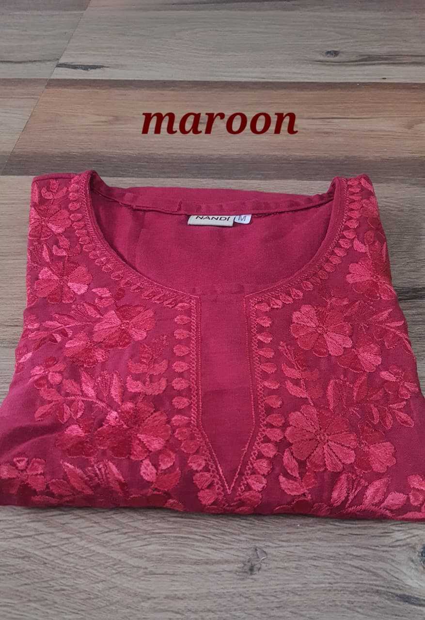 Ynf Cotton KESH585 Chikan Kurti Wholesale Festive Kurtis Short Kurtis Embroidered Kurtis Manufacturer- Kapda Export