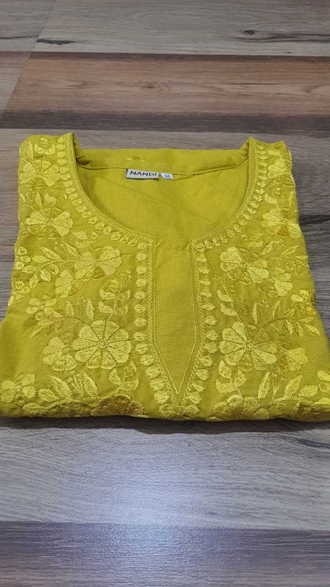Ynf Cotton KESH585 Chikan Kurti Wholesale Festive Kurtis Short Kurtis Embroidered Kurtis Manufacturer- Kapda Export