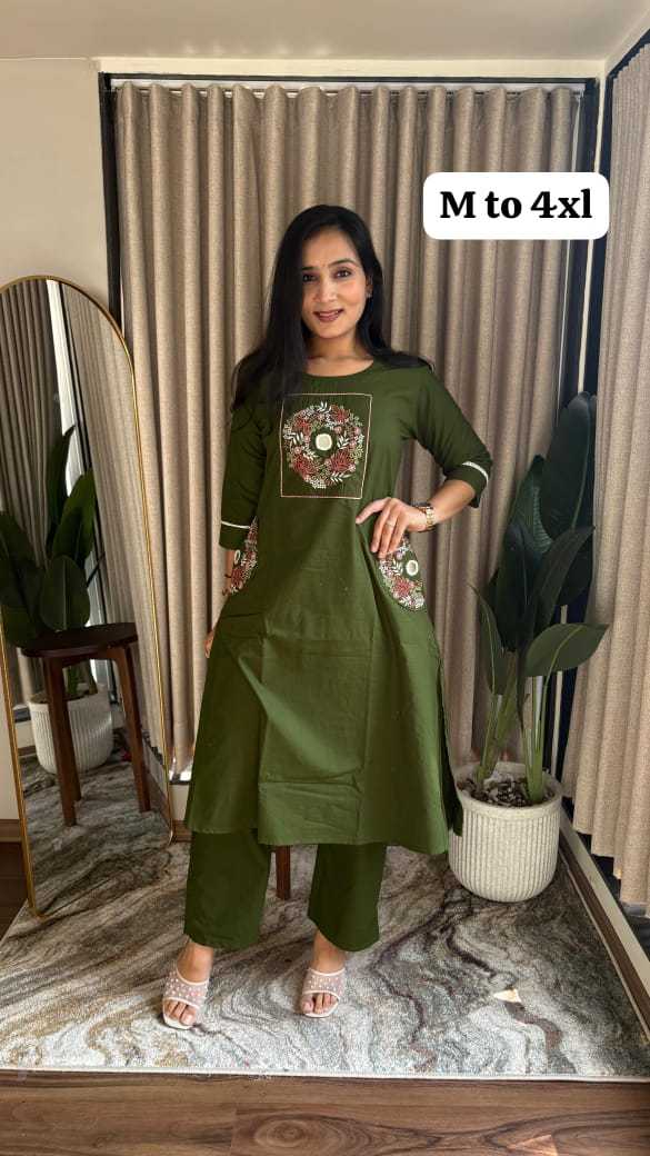 Ynf Cotton KESH623 COTTON Kurti Wholesale Embroidered Kurtis A-Line Kurtis Kurti With Palazzo Manufacturer- Kapda Export