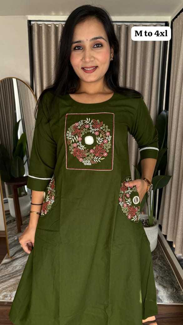 Ynf Cotton KESH623 COTTON Kurti Wholesale Embroidered Kurtis A-Line Kurtis Kurti With Palazzo Manufacturer- Kapda Export