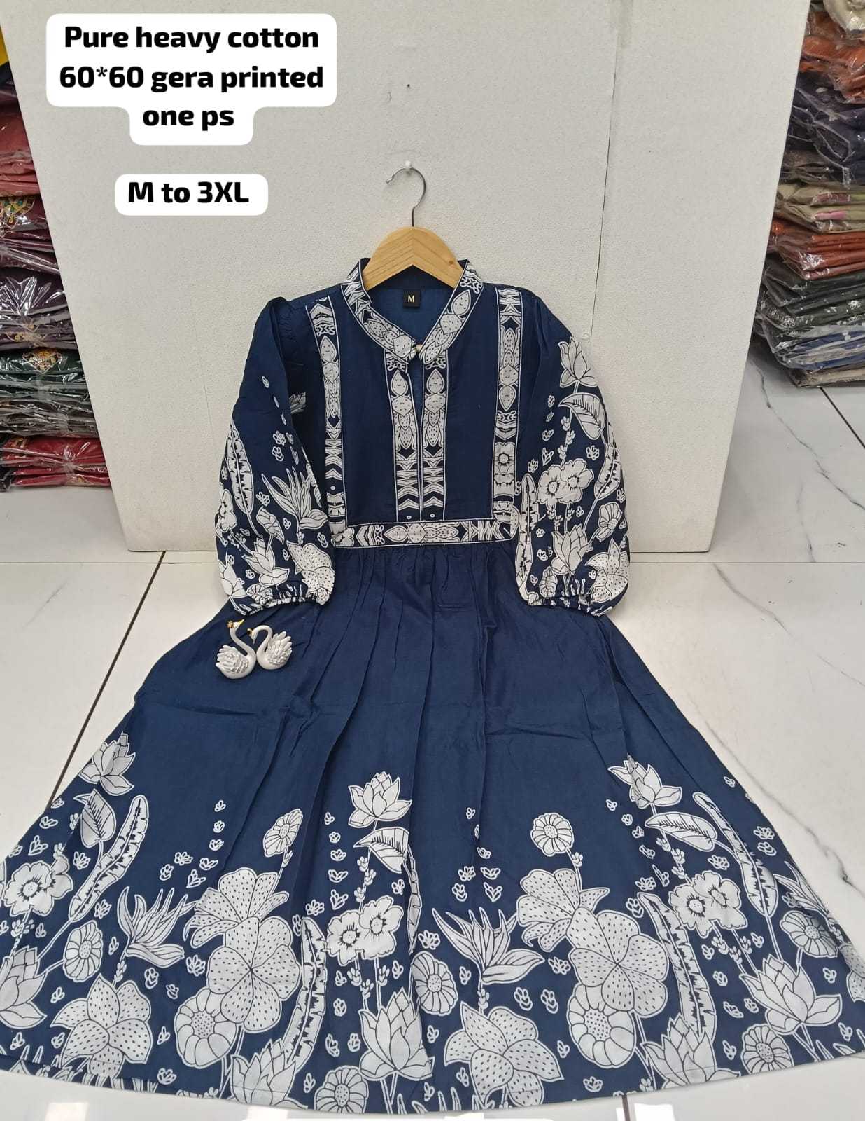 Ynf Cotton KESH623 JAMAN Gowns Wholesale Printed Gowns Party Gowns Designer Gowns Manufacturer- Kapda Export