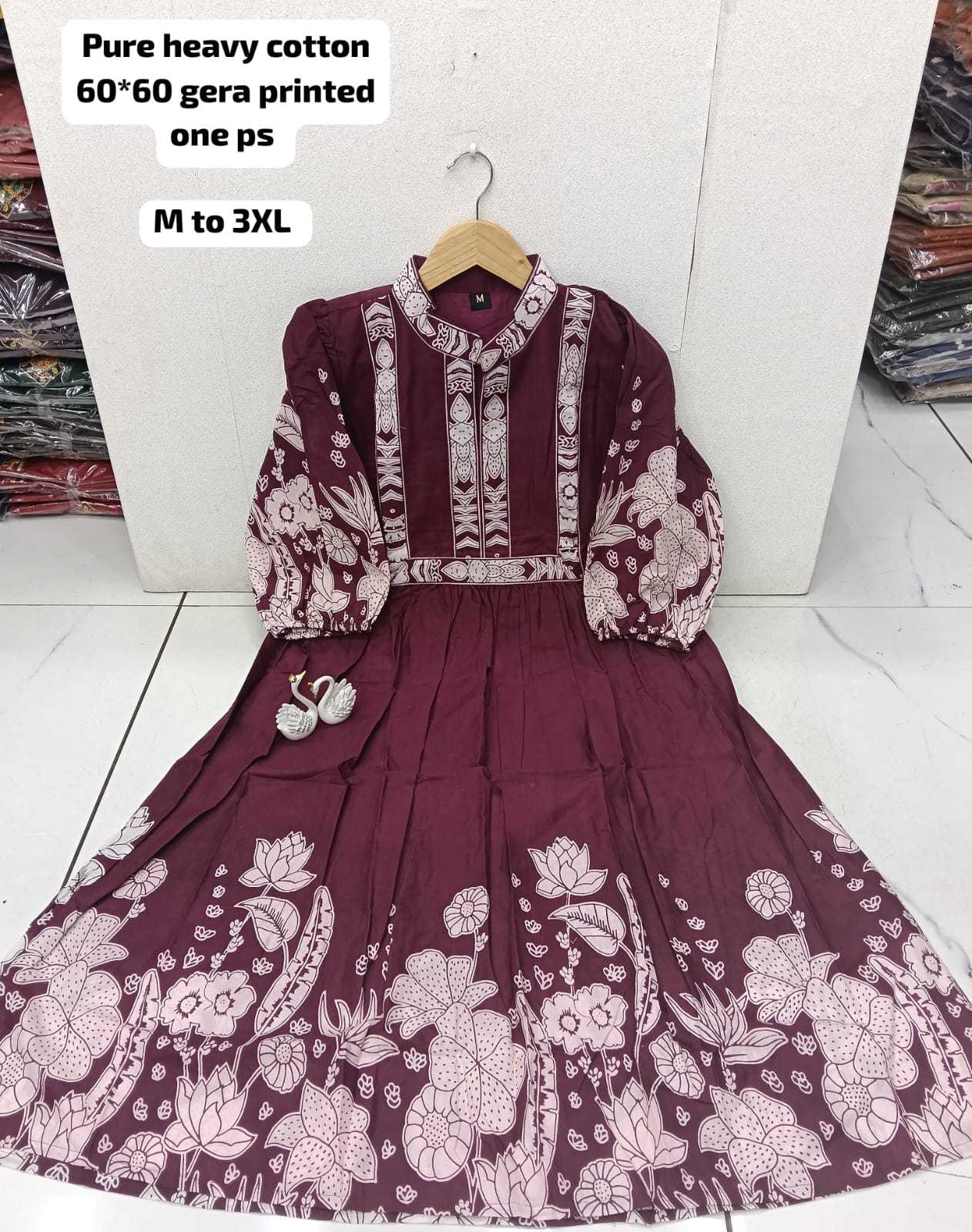 Ynf Cotton KESH623 JAMAN Gowns Wholesale Printed Gowns Party Gowns Designer Gowns Manufacturer- Kapda Export