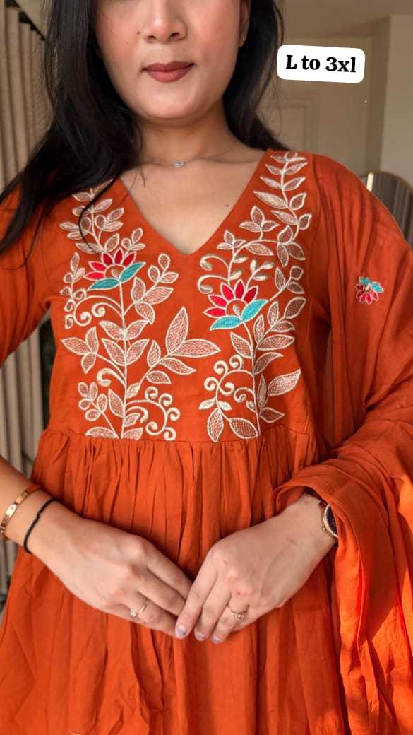 Ynf Cotton KESH623 RUSTAM Kurti Wholesale Cotton Kurtis Anarkali Kurtis Embroidered Kurtis Manufacturer- Kapda Export