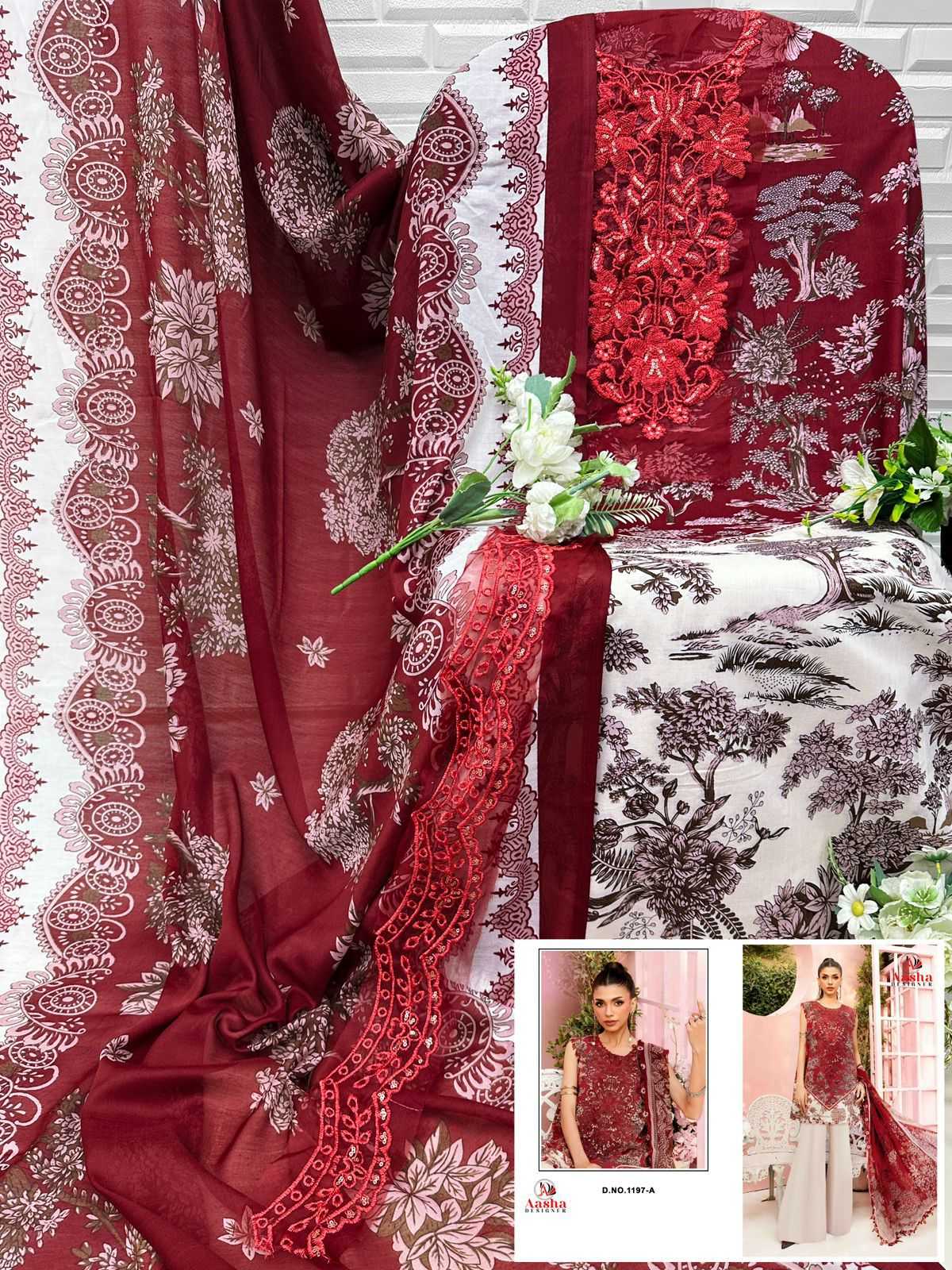 Ynf Cotton KESH677 AASHA DESIGNER Suits & Dresses Wholesale Ladies Suits Sharara Salwar Suits Kashmiri Suits Manufacturer- Kapda Export