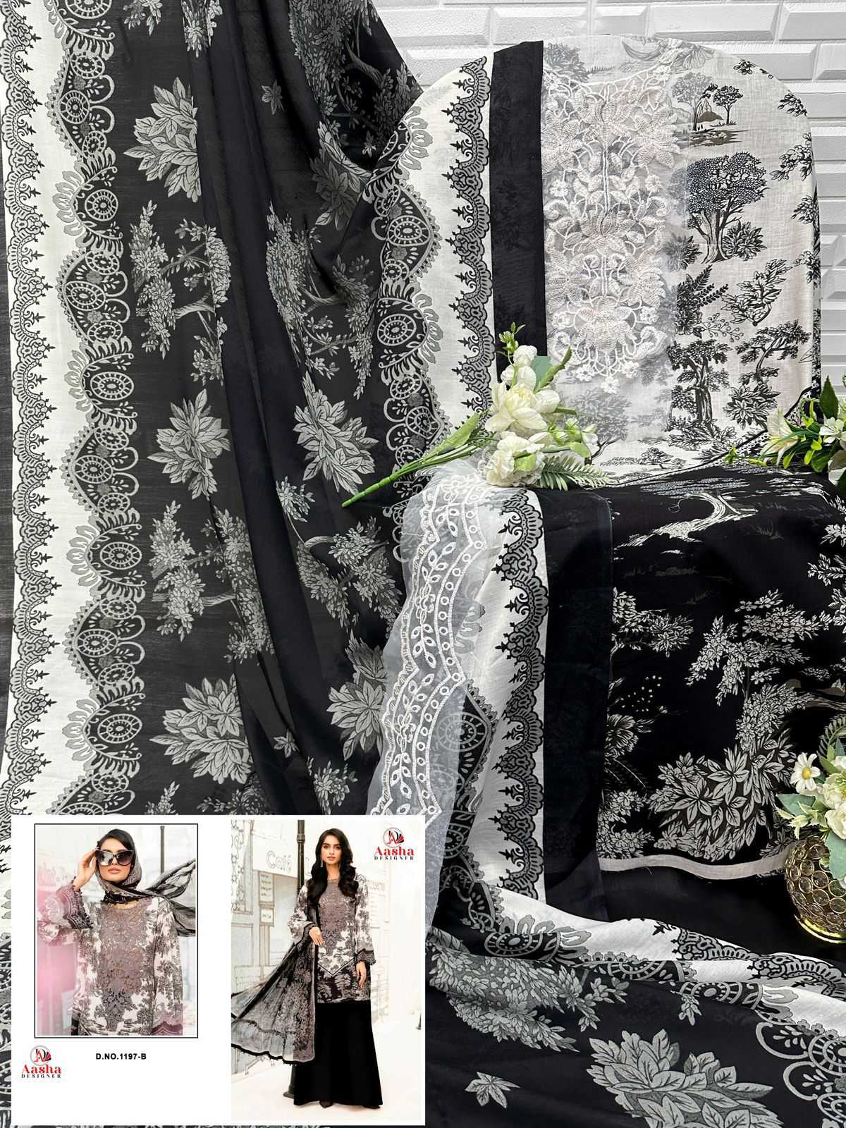 Ynf Cotton KESH677 AASHA DESIGNER Suits & Dresses Wholesale Ladies Suits Sharara Salwar Suits Kashmiri Suits Manufacturer- Kapda Export