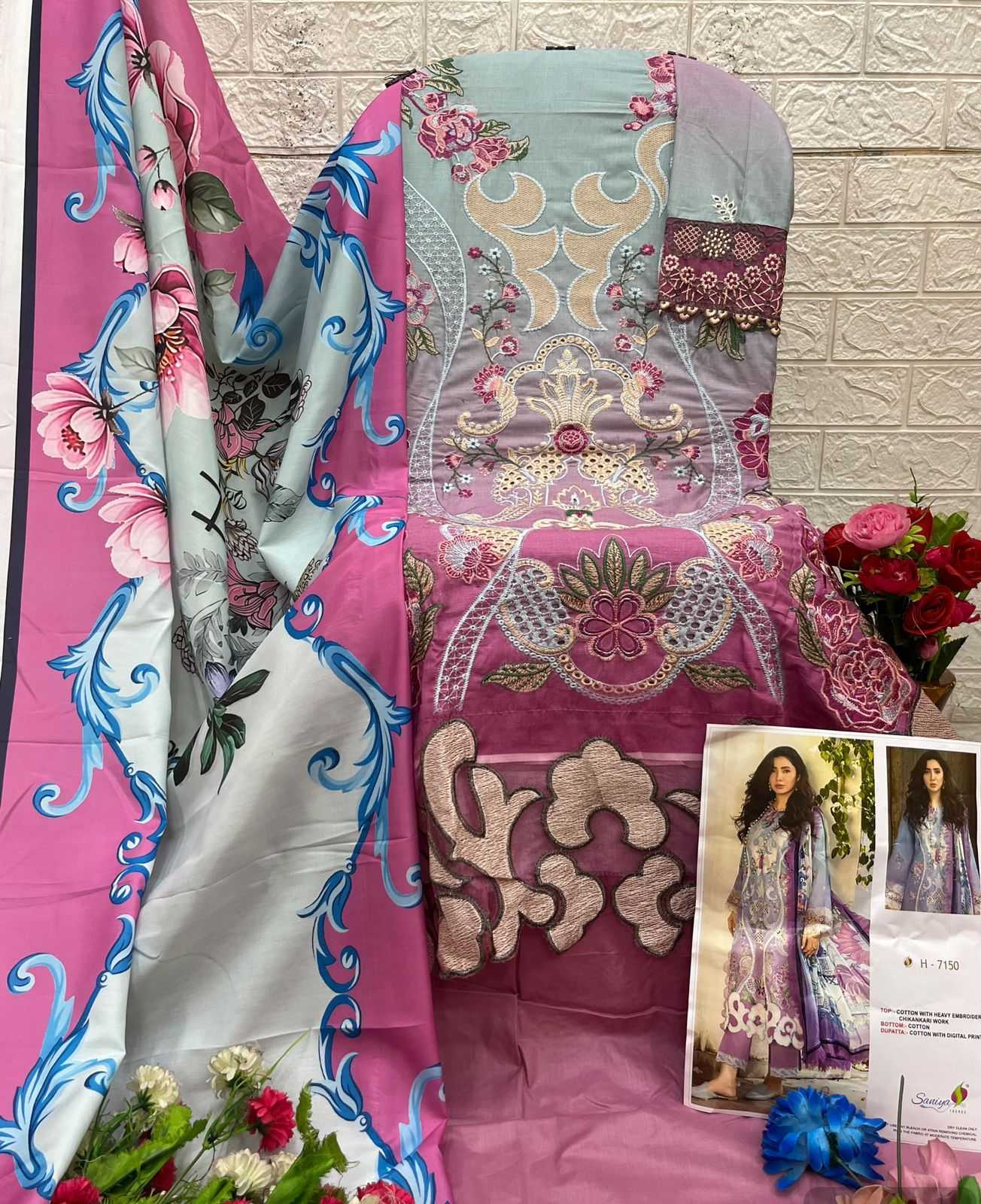 Ynf Cotton KESH677 SANIYA TRENDZ 7150 Kurti Wholesale Cotton Kurtis Embroidered Kurtis Chikankari Kurtis Manufacturer- Kapda Export