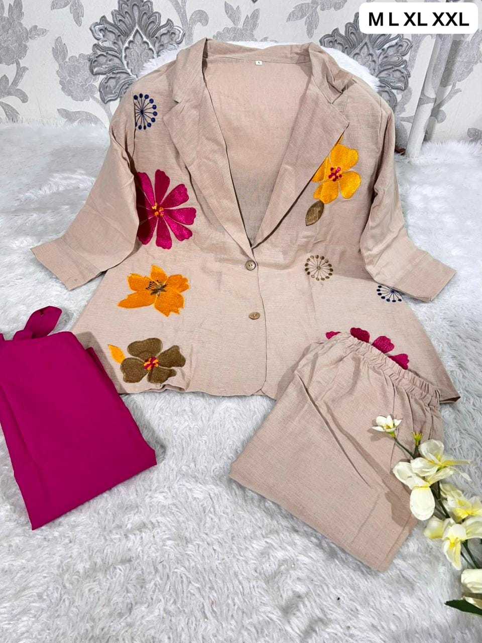 Ynf Cotton KESH684 Flax Western Wears Wholesale Co-ord Set Tops Bottom Wear Manufacturer- Kapda Export