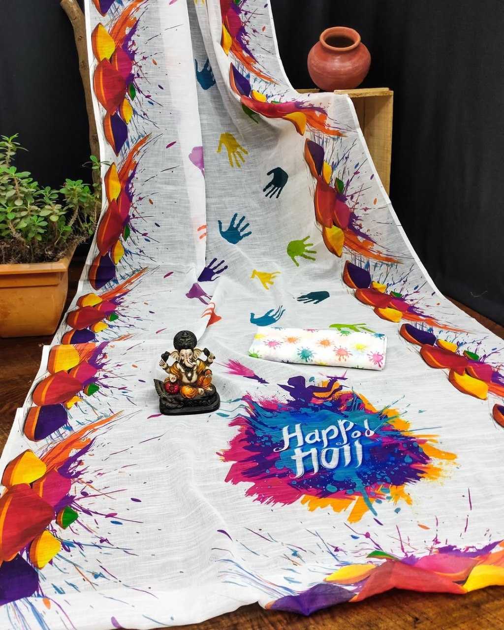 Ynf Cotton Linen RIN132 2035 Sarees Festive Collections Wholesale Designer Sarees Festive Sarees Holi Collections Manufacturer- Kapda Export