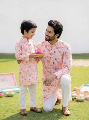 Ynf Cotton RIN223 Father-Son Combo Kurta Pyjama Mens Wear Kids Wear Wholesale Boys Kurta Pyjama Mens Kurta Pyjama Kids Traditional Outfits Manufacturer- Kapda Export