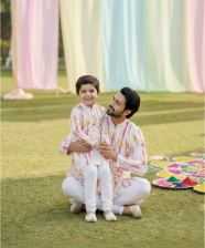 Ynf Cotton RIN223 Father-Son Combo Kurta Pyjama Mens Wear Kids Wear Wholesale Boys Kurta Pyjama Mens Kurta Pyjama Kids Traditional Outfits Manufacturer- Kapda Export