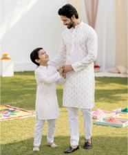 Ynf Cotton RIN223 Father-Son Combo Kurta Pyjama Mens Wear Kids Wear Wholesale Boys Kurta Pyjama Mens Kurta Pyjama Kids Traditional Outfits Manufacturer- Kapda Export