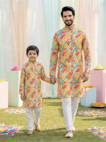 Ynf Cotton RIN223 Father-Son Combo Kurta Pyjama Mens Wear Kids Wear Wholesale Boys Kurta Pyjama Mens Kurta Pyjama Kids Traditional Outfits Manufacturer- Kapda Export
