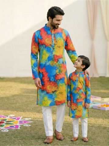 Ynf Cotton RIN223 Father-Son Combo Kurta Pyjama Mens Wear Kids Wear Wholesale Boys Kurta Pyjama Mens Kurta Pyjama Kids Traditional Outfits Manufacturer- Kapda Export