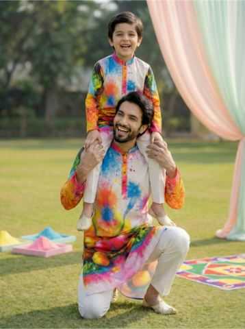 Ynf Cotton RIN223 Father-Son Combo Kurta Pyjama Mens Wear Kids Wear Wholesale Boys Kurta Pyjama Mens Kurta Pyjama Kids Traditional Outfits Manufacturer- Kapda Export