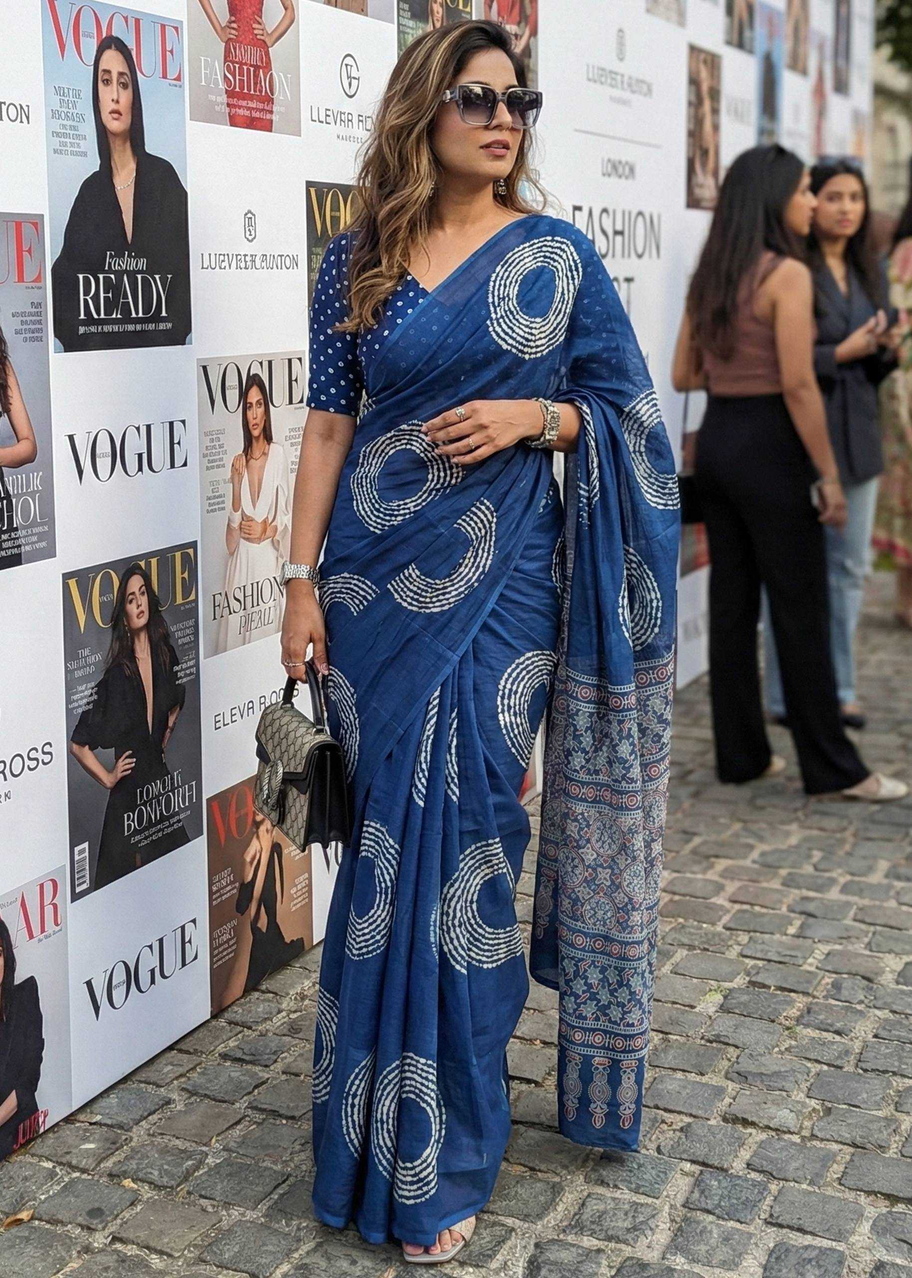 Ynf Cotton RIN229 10 Sarees Wholesale Printed Sarees Ajrakh Sarees Kalamkari Sarees Manufacturer- Kapda Export