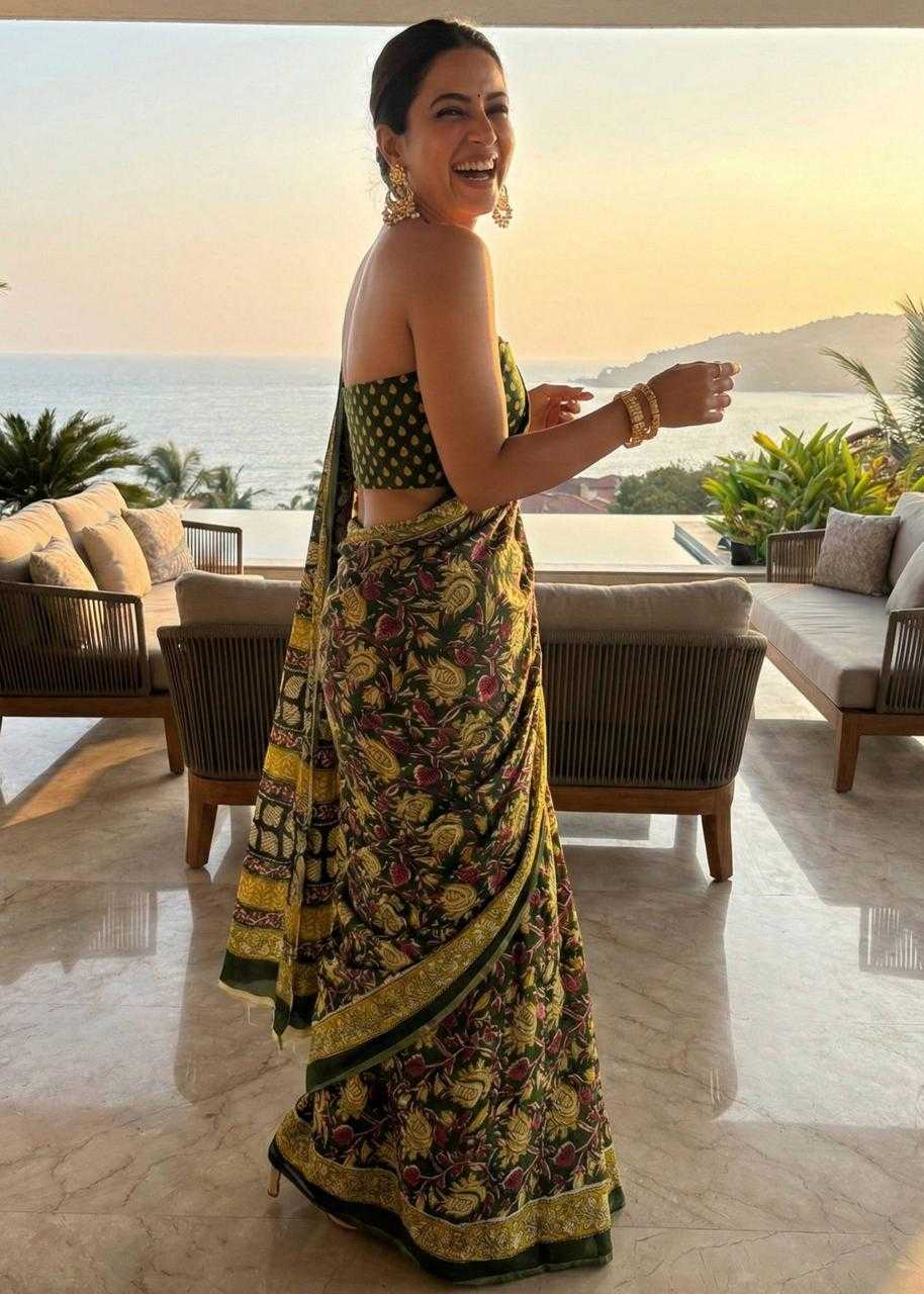 Ynf Cotton RIN229 arjun Sarees Wholesale Block Print Sarees Kalamkari Sarees Mulmul Cotton Sarees Manufacturer- Kapda Export