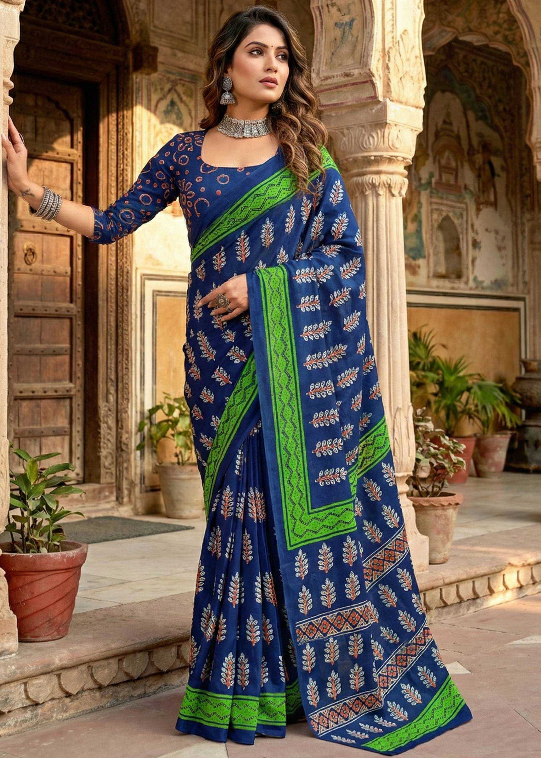 Ynf Cotton RIN229 Block Sarees Wholesale Designer Sarees Printed Sarees Casual Sarees Manufacturer- Kapda Export