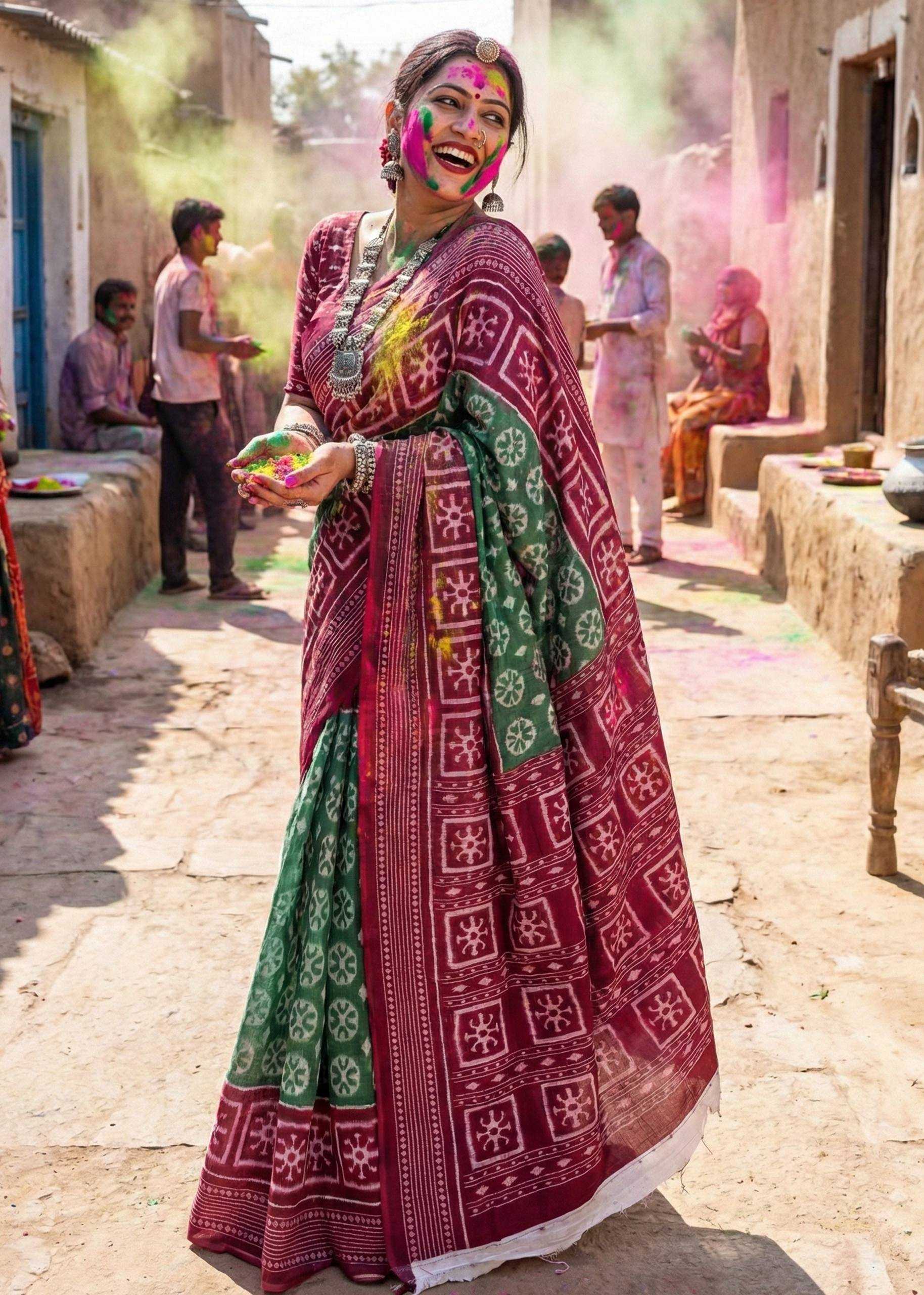 Ynf Cotton RIN229 Colour Sarees Festive Collections Wholesale Printed Sarees Cotton Sarees Holi Collections Manufacturer- Kapda Export