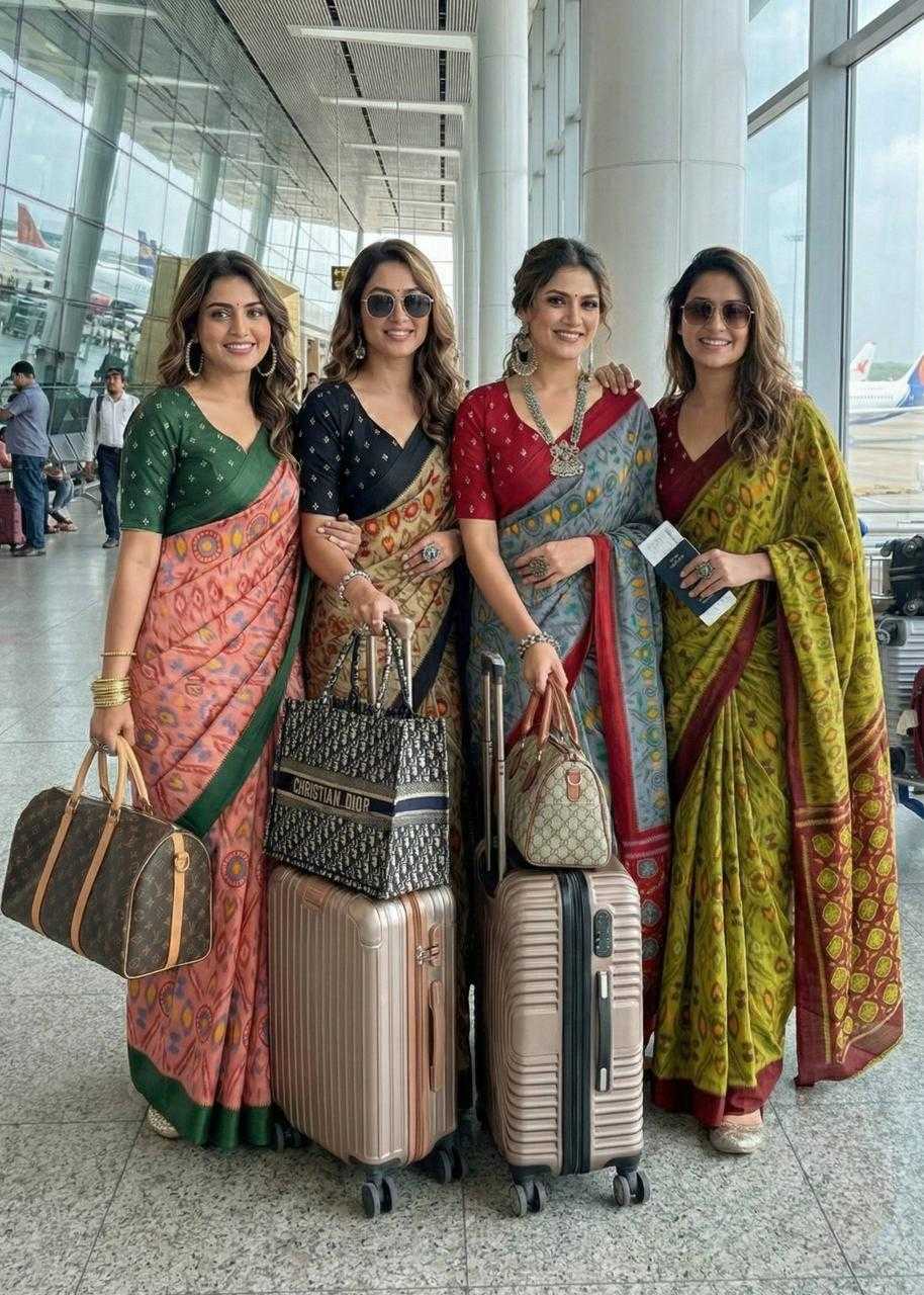 Ynf Cotton RIN229 GEMOR Sarees Wholesale Printed Sarees Ikkat Saree Cotton Sarees Manufacturer- Kapda Export