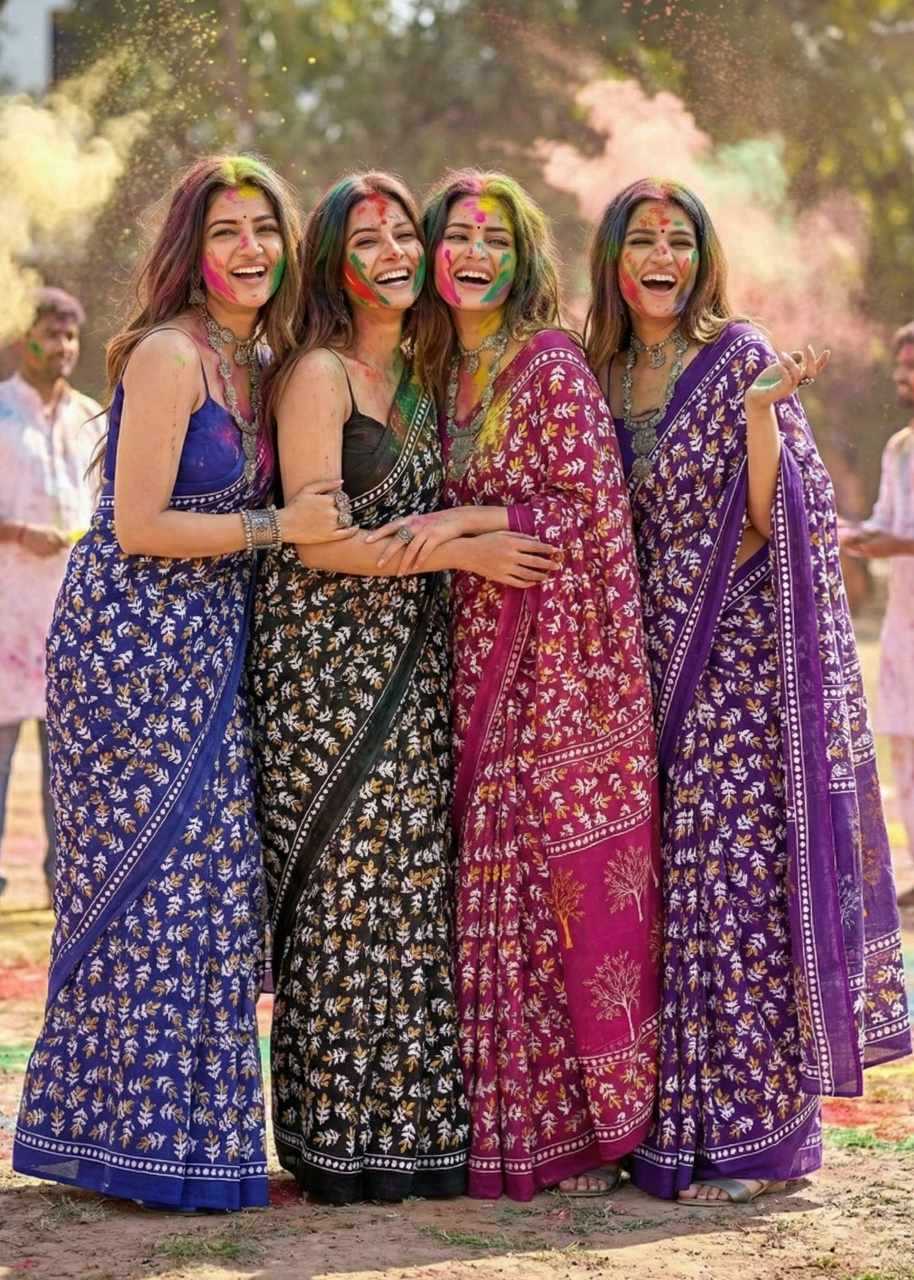 Ynf Cotton RIN229 Hand Sarees Festive Collections Wholesale Printed Sarees Festive Sarees Holi Collections Manufacturer- Kapda Export