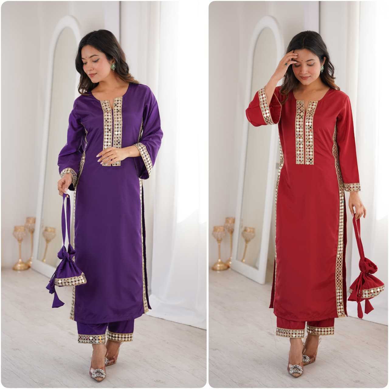 Ynf Crepe KESH491 9324 Kurti Wholesale Designer Kurtis Mirror Work Kurti V-Neck Kurtis Manufacturer- Kapda Export