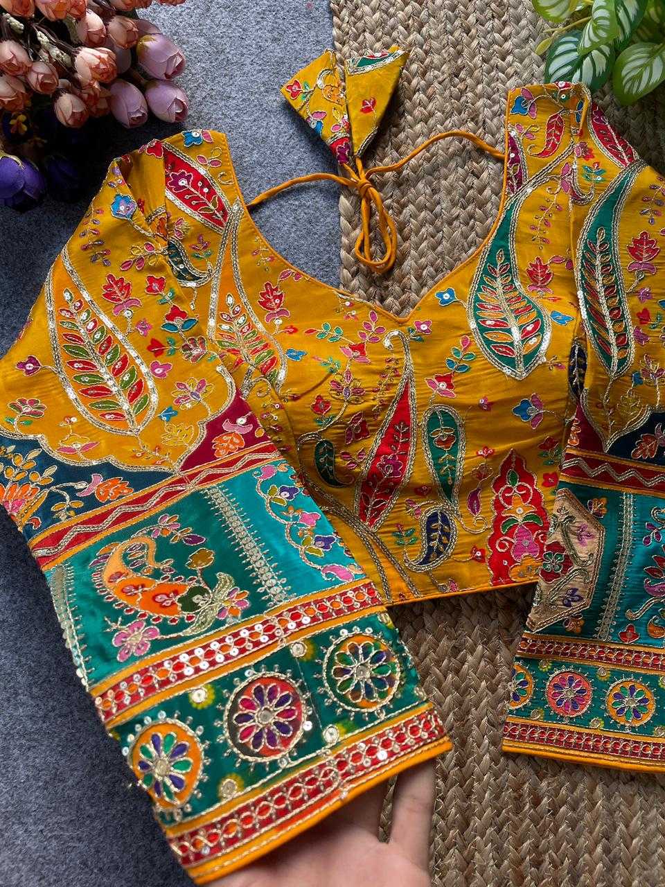 Ynf Crepe KESH728 Natural crape Readymade Blouses Festive Collections Wholesale Printed Blouse Fashion Blouse Navratri Blouses Manufacturer- Kapda Export