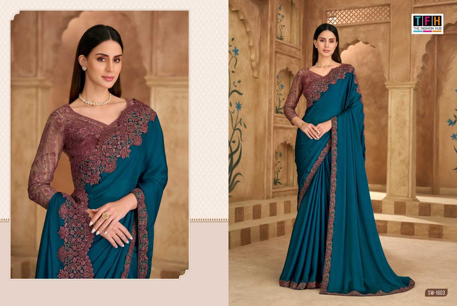 Ynf Crepe Silk KESH113 Tfh Sandal Wood Vol-16 1601 Sarees Wholesale Party Wear Sarees Festive Sarees Casual Sarees Manufacturer- Kapda Export