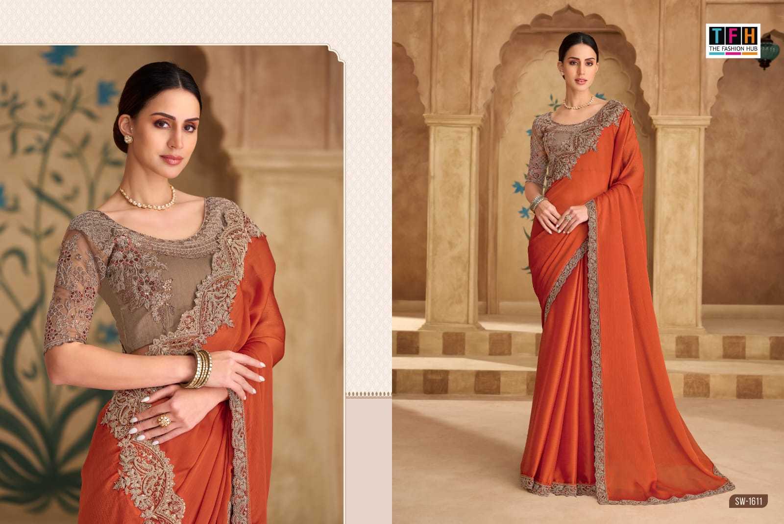 Ynf Crepe Silk KESH113 Tfh Sandal Wood Vol-16 1601 Sarees Wholesale Party Wear Sarees Festive Sarees Casual Sarees Manufacturer- Kapda Export