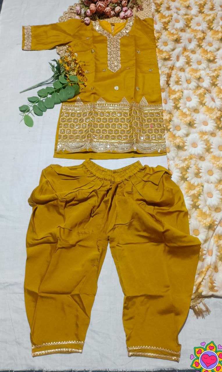 Ynf Crepe Silk KESH461 229 Kids Wear Festive Collections Wholesale Embroidered Frock Kids Festive Wear Kids Silk Dress Manufacturer- Kapda Export