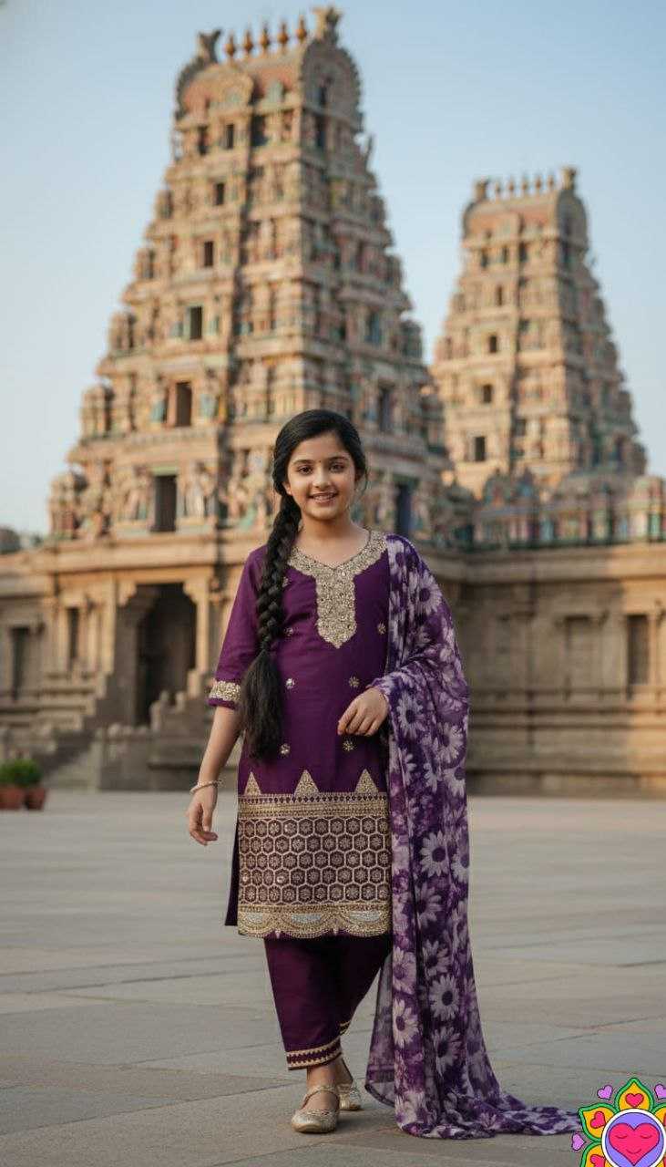 Ynf Crepe Silk KESH461 229 Kids Wear Festive Collections Wholesale Embroidered Frock Kids Festive Wear Kids Silk Dress Manufacturer- Kapda Export