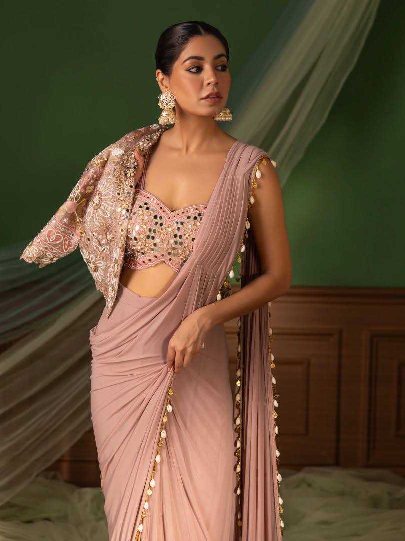 Ynf Crepe Silk Sarees Wholesale Ready To Wear Sarees Party Wear Sarees Modern Sarees Manufacturer- Kapda Export