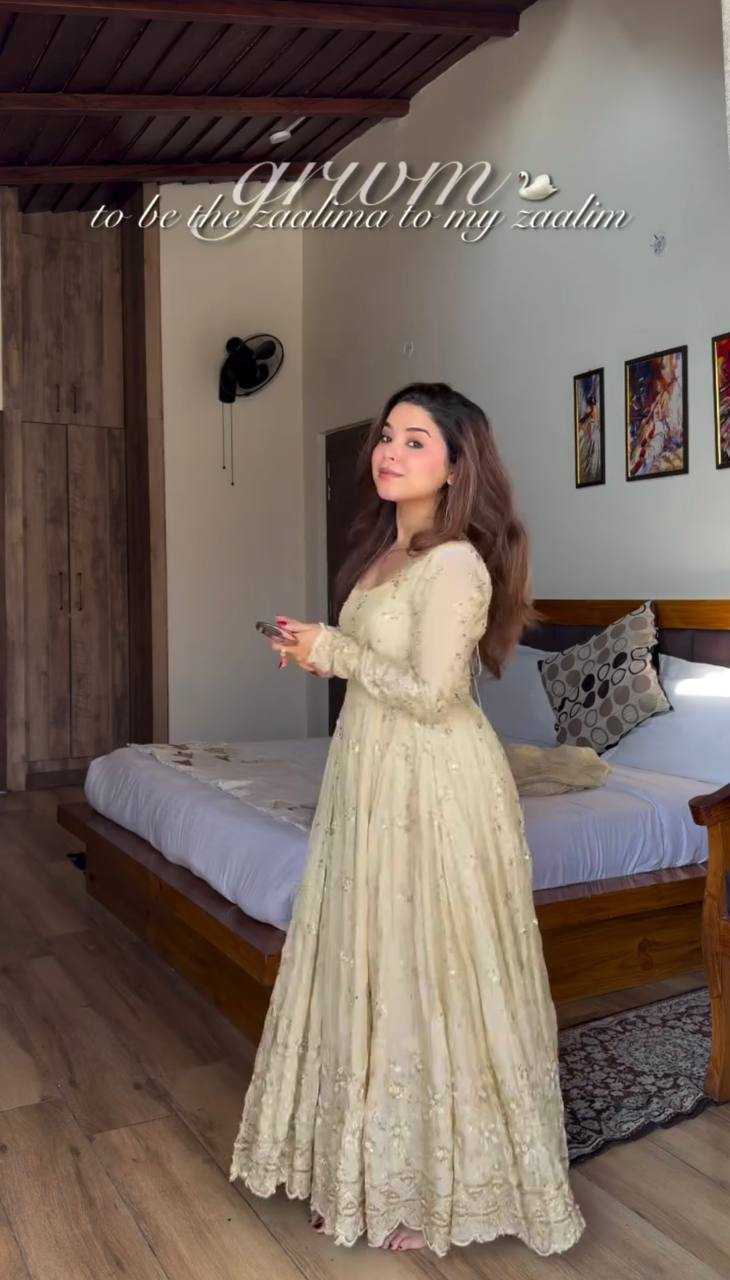 Ynf Crush Silk KESH499 5329 Gowns Wholesale Embroidery Gowns Designer Gowns Silk Gowns Manufacturer- Kapda Export