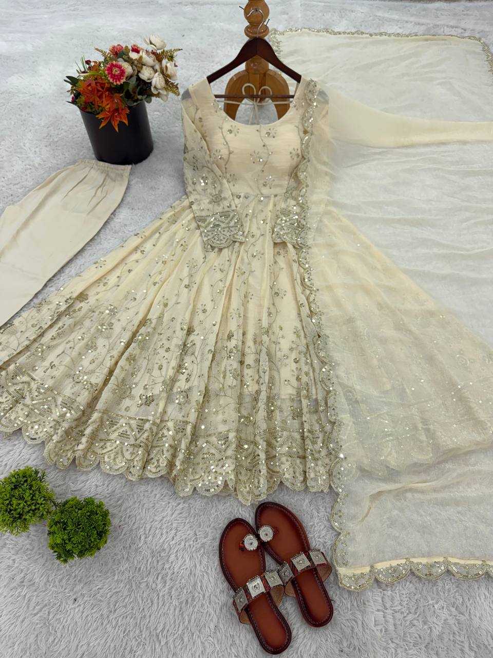 Ynf Crush Silk KESH499 5329 Gowns Wholesale Embroidery Gowns Designer Gowns Silk Gowns Manufacturer- Kapda Export