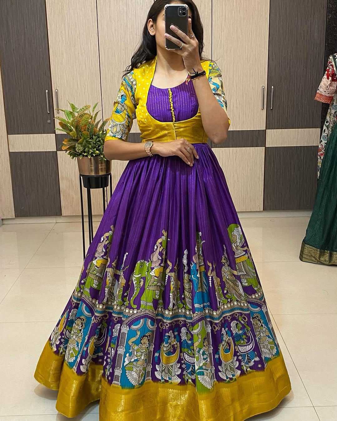 Ynf Dola Silk RIN235 101 Gowns Festive Collections Wholesale Printed Gowns Party Wear Gowns Silk Gowns Manufacturer- Kapda Export