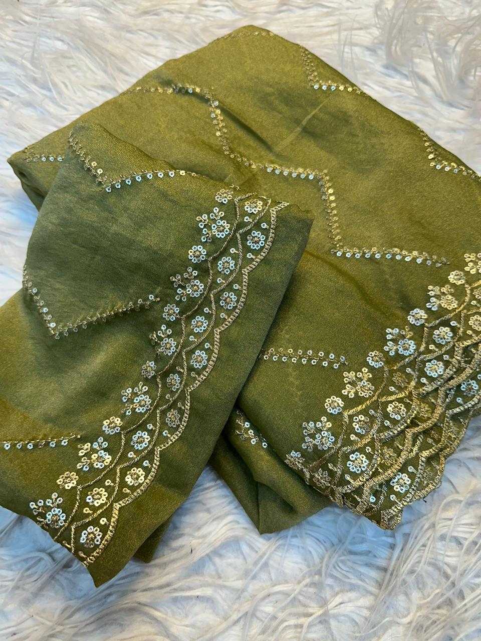 Ynf Dull Moss KESH671 Nc Sarees Wholesale Fancy Sarees Sequin Sarees Embroidered Sarees Manufacturer- Kapda Export