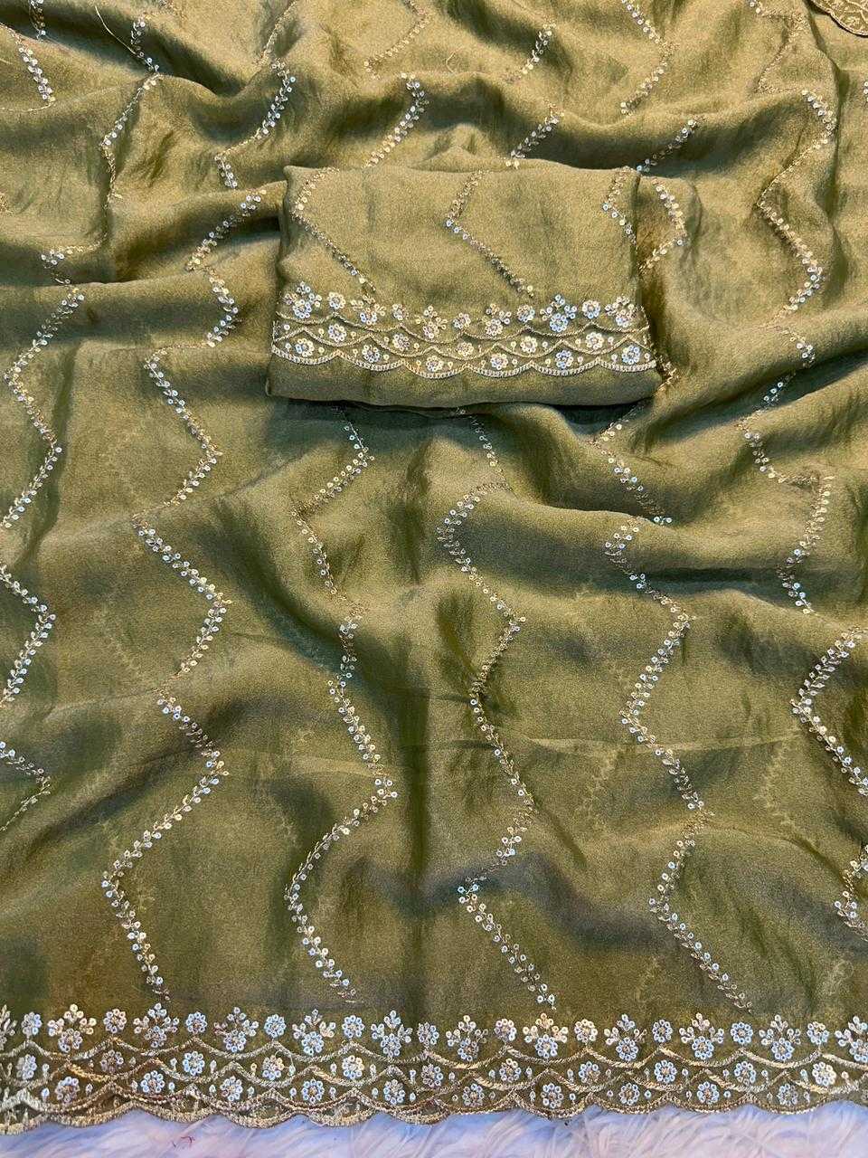 Ynf Dull Moss KESH671 Nc Sarees Wholesale Fancy Sarees Sequin Sarees Embroidered Sarees Manufacturer- Kapda Export