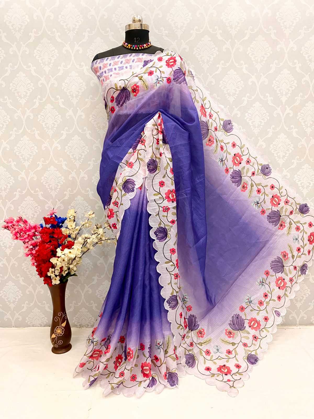 Ynf Fancy KESH690 298 Sarees Wholesale Party Wear Sarees Floral Sarees Kora Sarees Manufacturer- Kapda Export