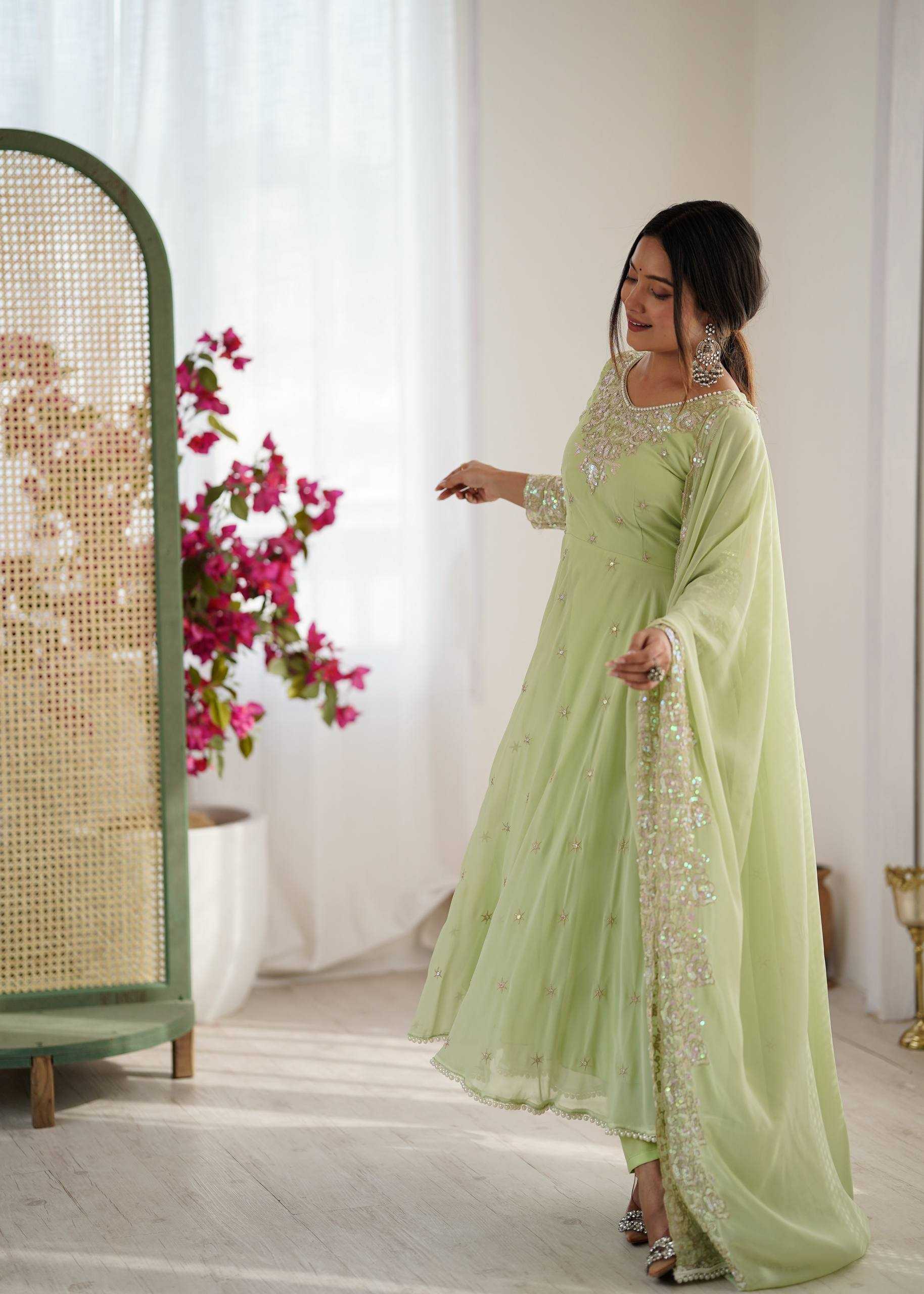 Ynf Faux Blooming KESH499 5012 Gowns Wholesale Embroidery Gowns Party Gowns Sequin Gowns Manufacturer- Kapda Export