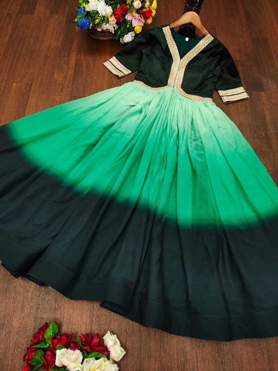 Ynf Faux Georgette KESH167 Gown-adult -3 Gowns Wholesale Fancy Gowns Georgette Gown Party Wear Gowns Manufacturer- Kapda Export